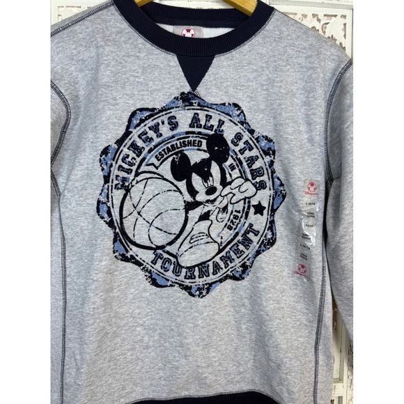 Disney Store Mickey Mouse Gray Long Sleeve Crew Neck Sweatshirt Kids Large - Picture 2 of 5